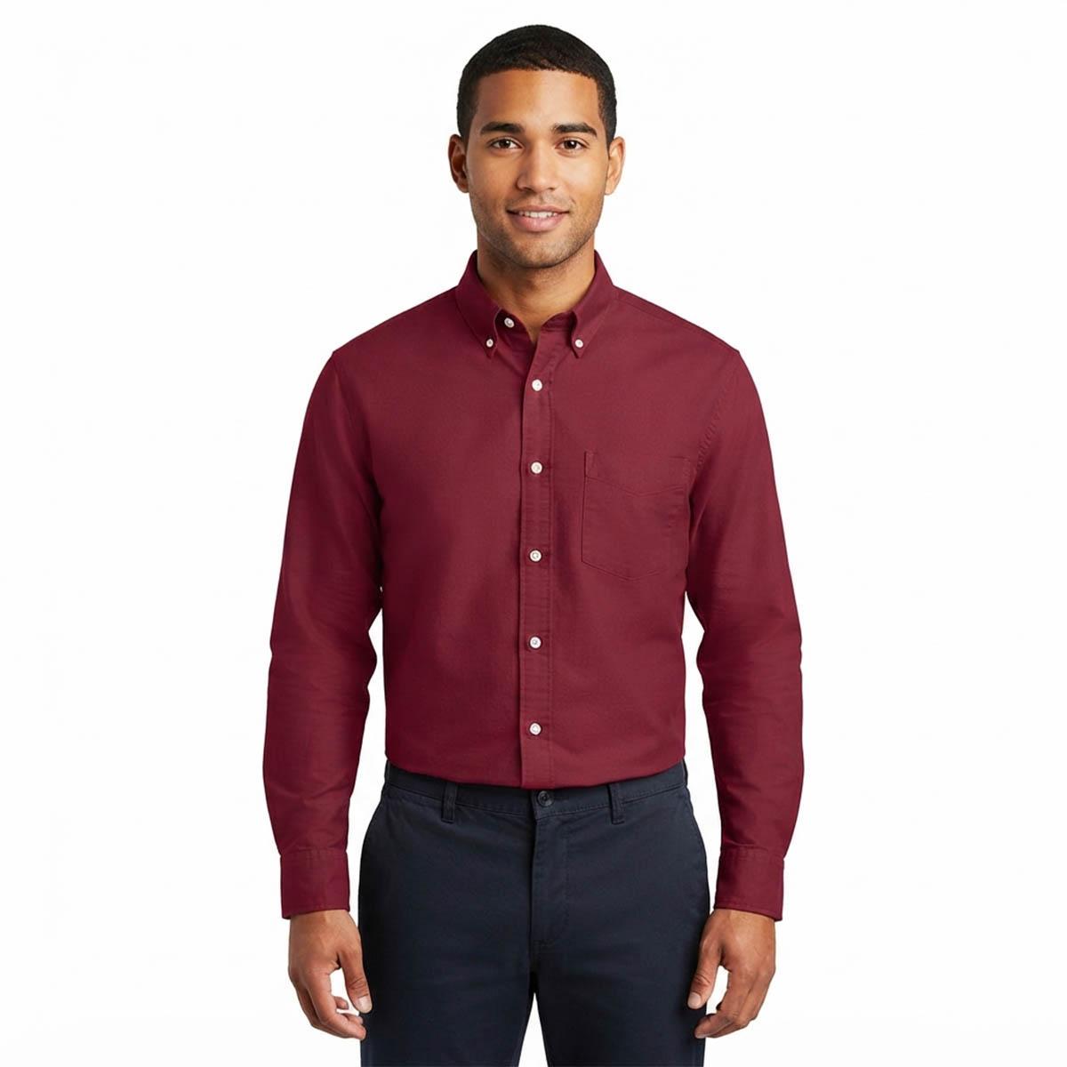 Mens Preswick & Moore(R) Long Sleeve Dress Shirt - Red Dahlia