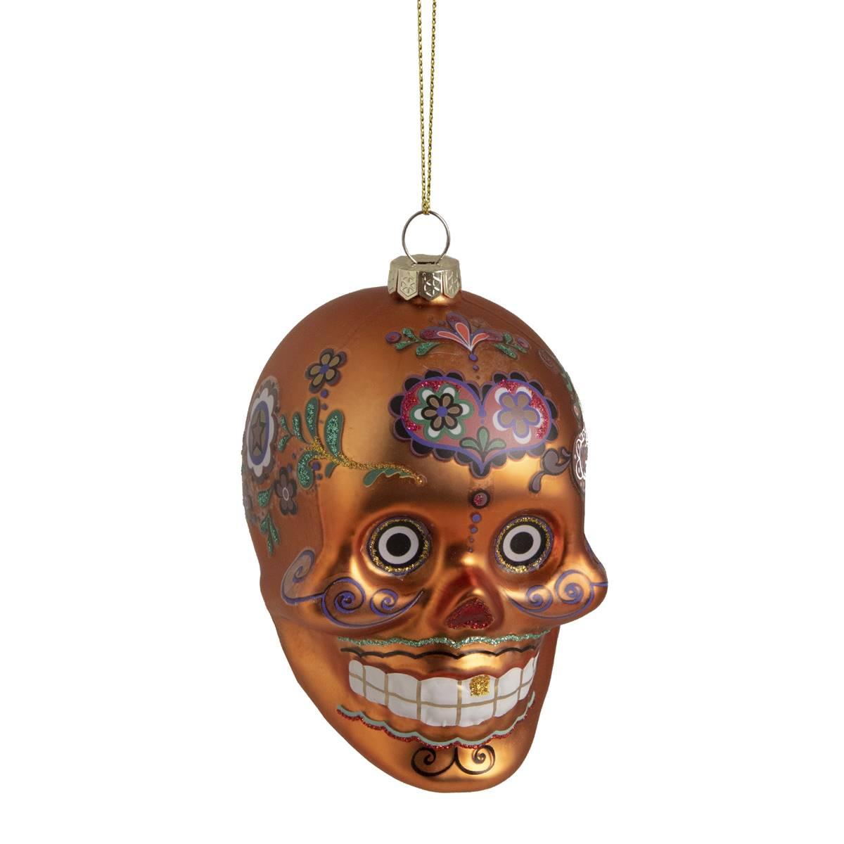 Northlight Seasonal 4in. Day of the Dead Glass Skull Ornament
