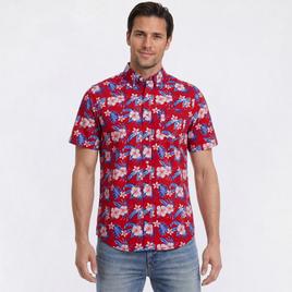 Mens Chaps Cotton Floral Button Down Shirt - Garnet