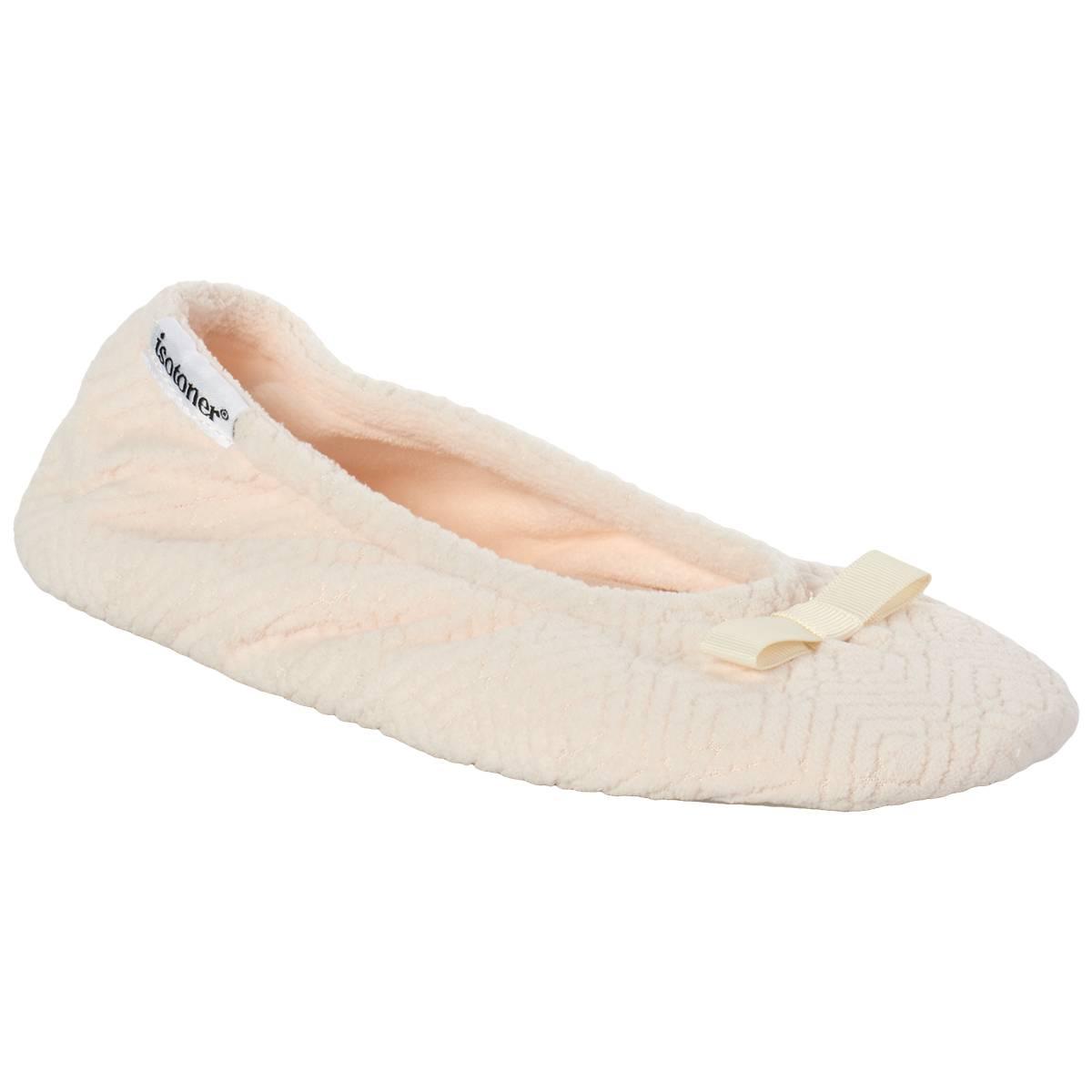 Womens Isotoner Sculpted Terry Ballerina Slippers