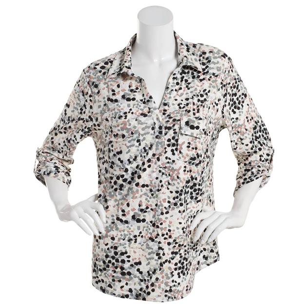 Plus Size Emily Daniels 3/4 Sleeve Multi Dot Placket Blouse