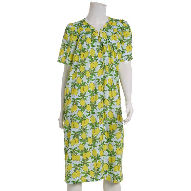 Womens Elegant Emily Short Sleeve Lemon Trapunto Duster