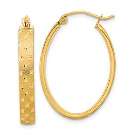 Gold Classics(tm) 14kt. Satin Diamond Cut Hoop Earrings