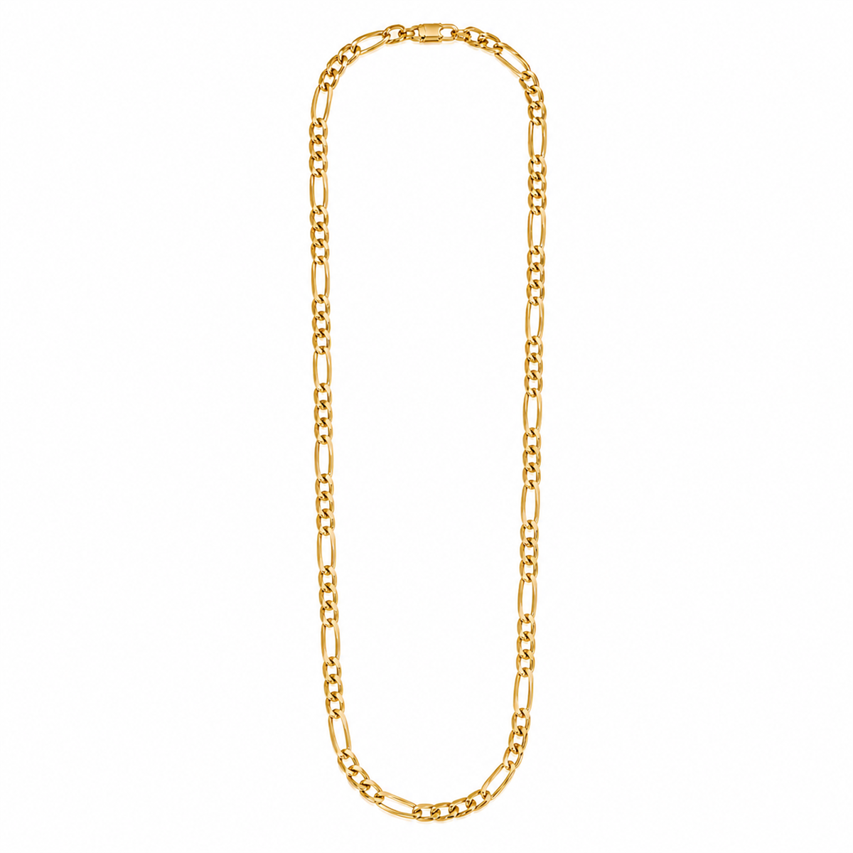 Mens Iron Saints Diamond Cut Figaro Link 18kt. Gold Tone Necklace