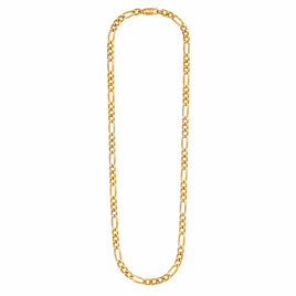 Mens Iron Saints Diamond Cut Figaro Link 18kt. Gold Tone Necklace