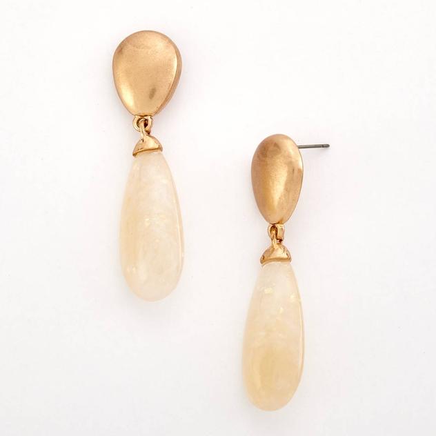 Ashley Cooper™ Ivory & Gold-Tone Resin Drop Earrings