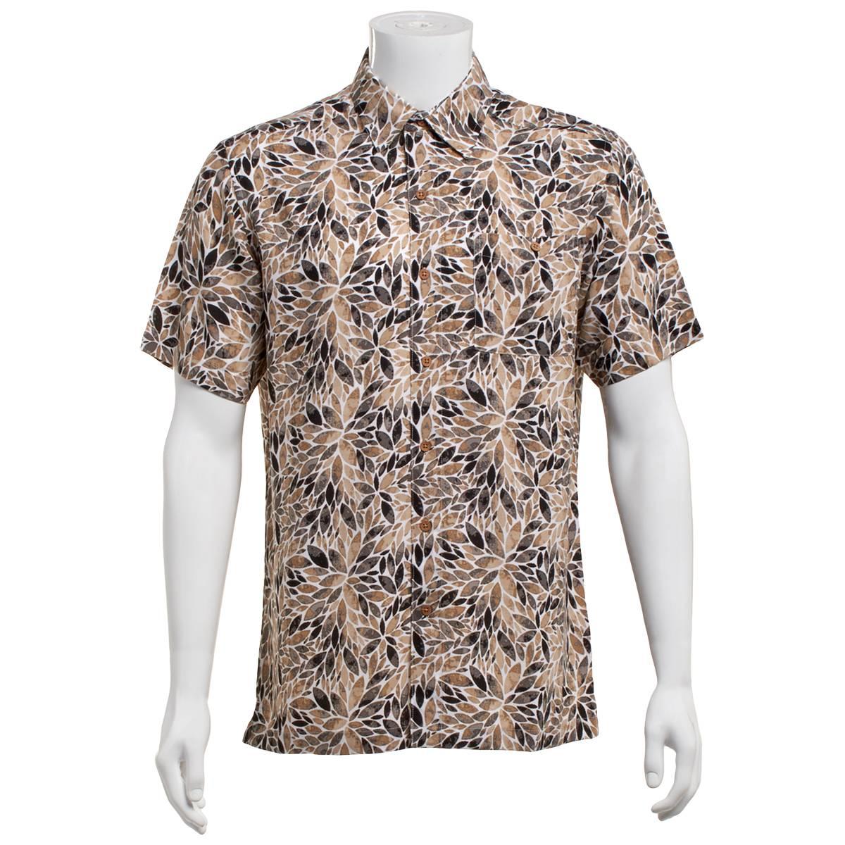 Mens Preswick & Moore(R) Rayon Button Down Shirt - Black/Tan