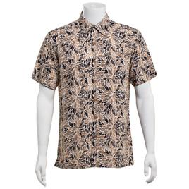 Mens Preswick & Moore(R) Rayon Button Down Shirt - Black/Tan