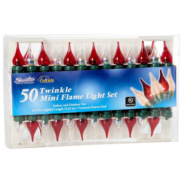 Red & Clear 50 Shimmer Flame Tip Light Set