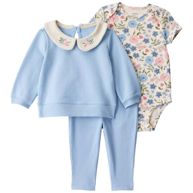 Baby Girl (3-24M) Carter's® 3pc. Floral Bodysuit & Sweatshirt Set
