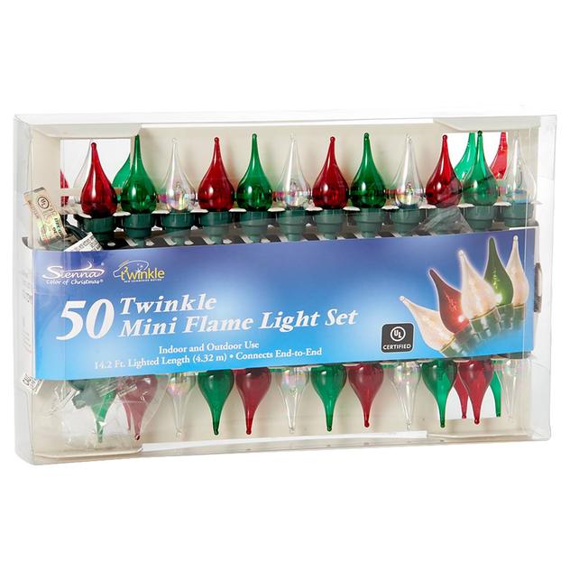 Tri Color Shimmer Flame Tip 50 Light Set