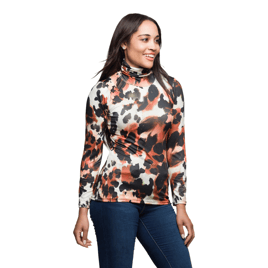 Womens 24/7 Comfort Apparel Animal Print Turtleneck Top