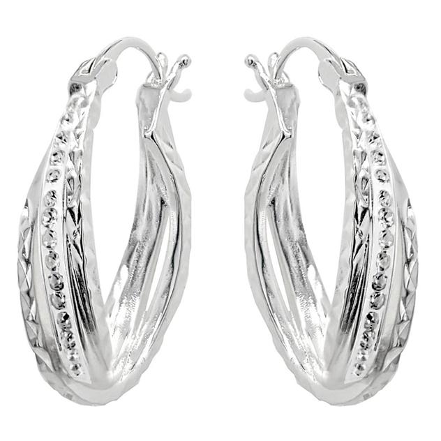 Marsala Fine Silver Plated Crystal Oval Hoop Earrings
