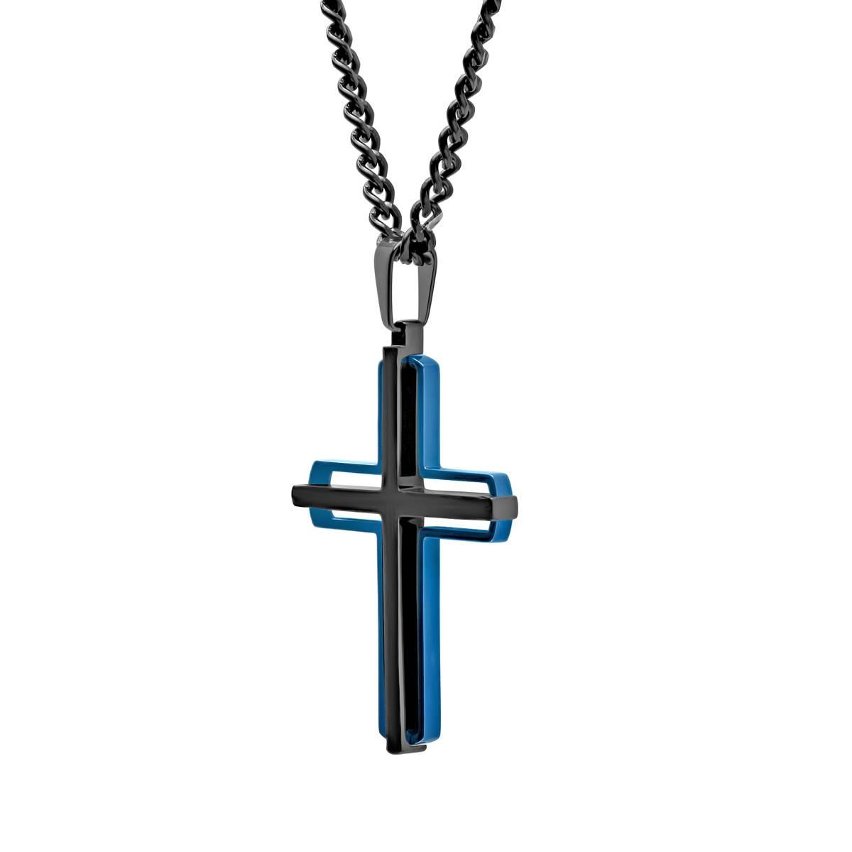 Mens Gentlemen's Classics™ Stainless Steel Two-Tone Cross Pendant