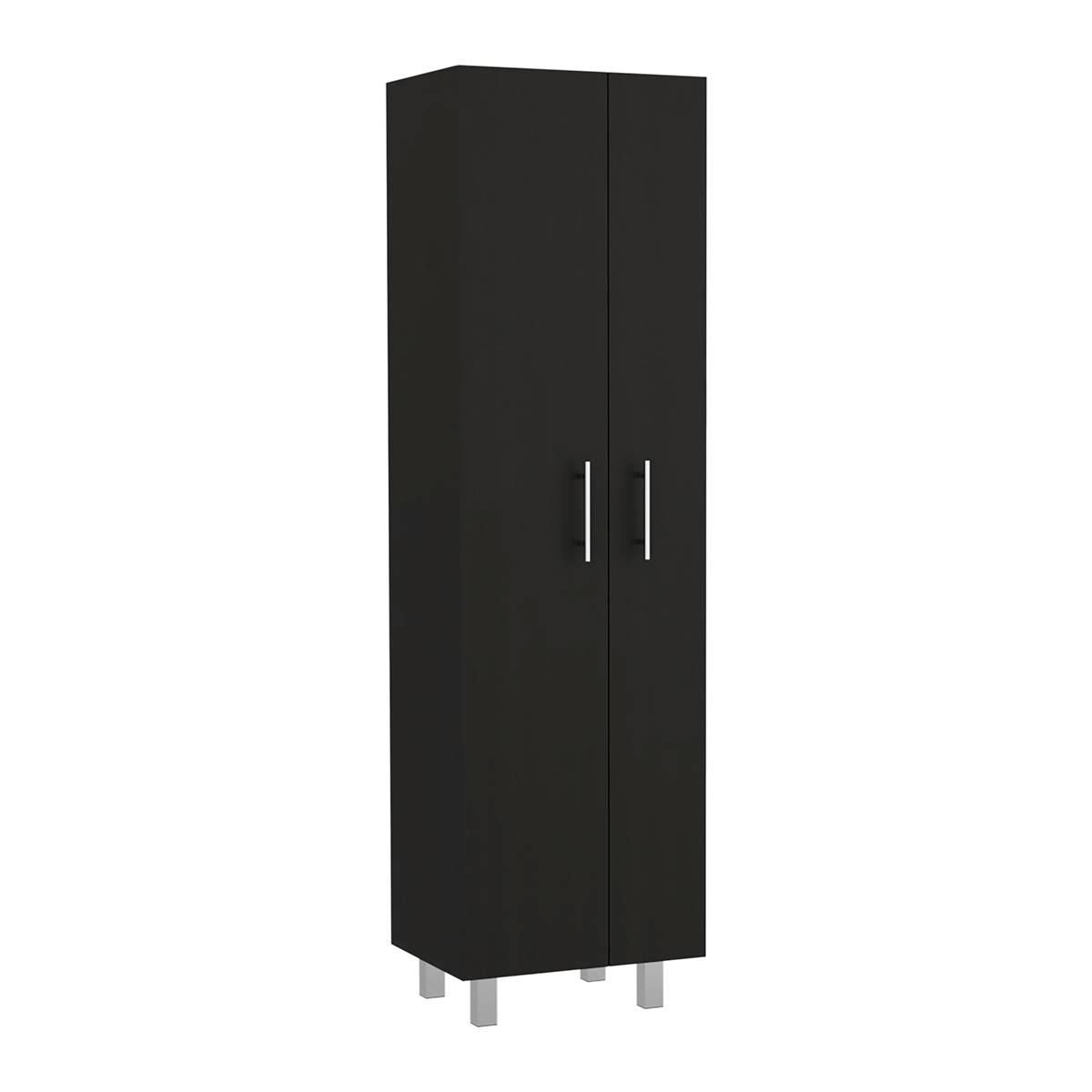 FM FURNITURE Norway Black Broom Closet Pantry