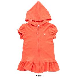 Girls (4-6x) Pink Platinum® Hooded Terry Zip Swim Cover-Up