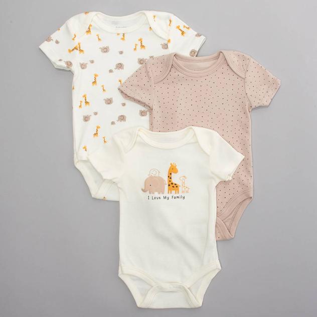 Baby Unisex (NB-9M) baby views® 3pk. Love Family Safari Bodysuits