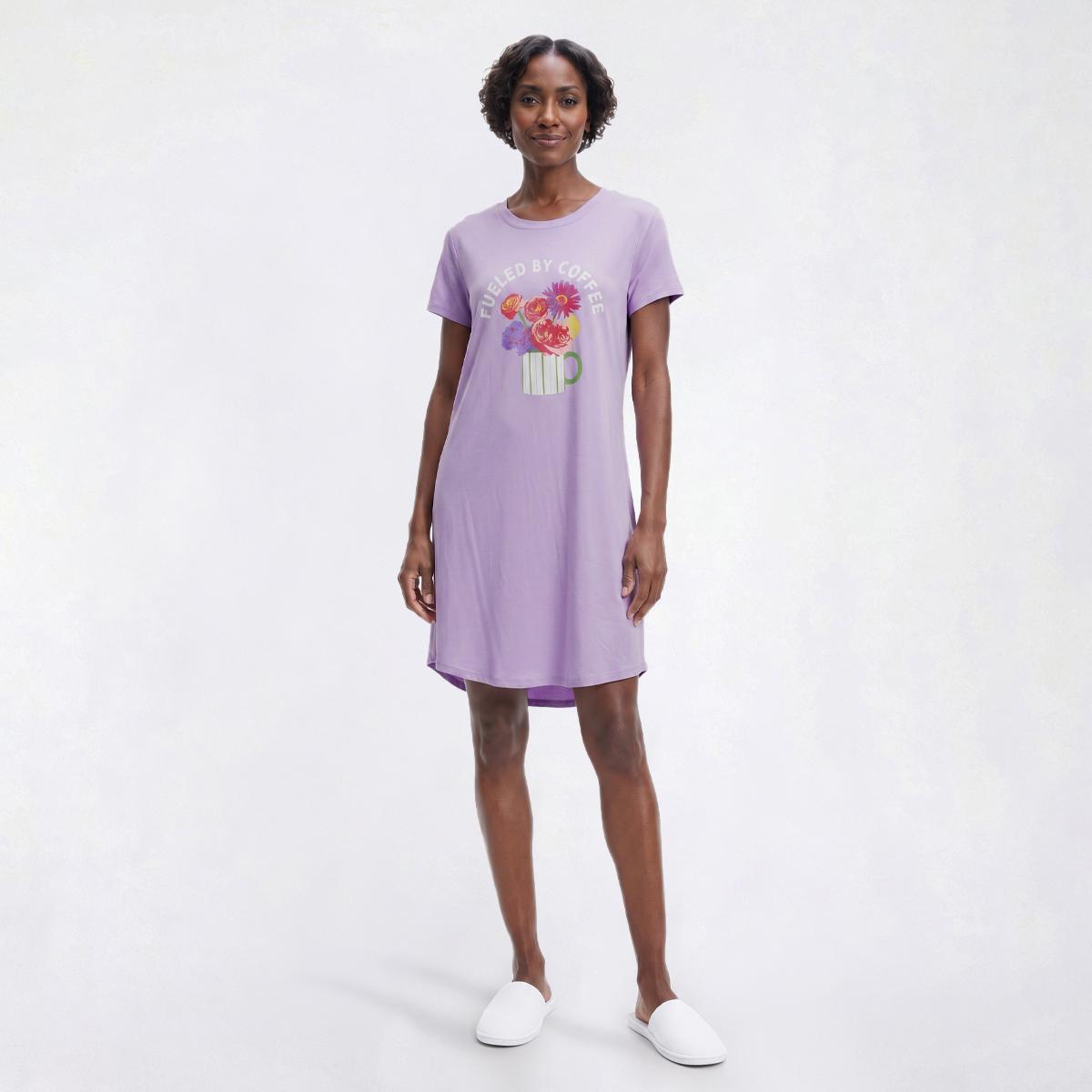 Womens Jaclyn Short Sleeve Fueled By Coffee Nightshirt