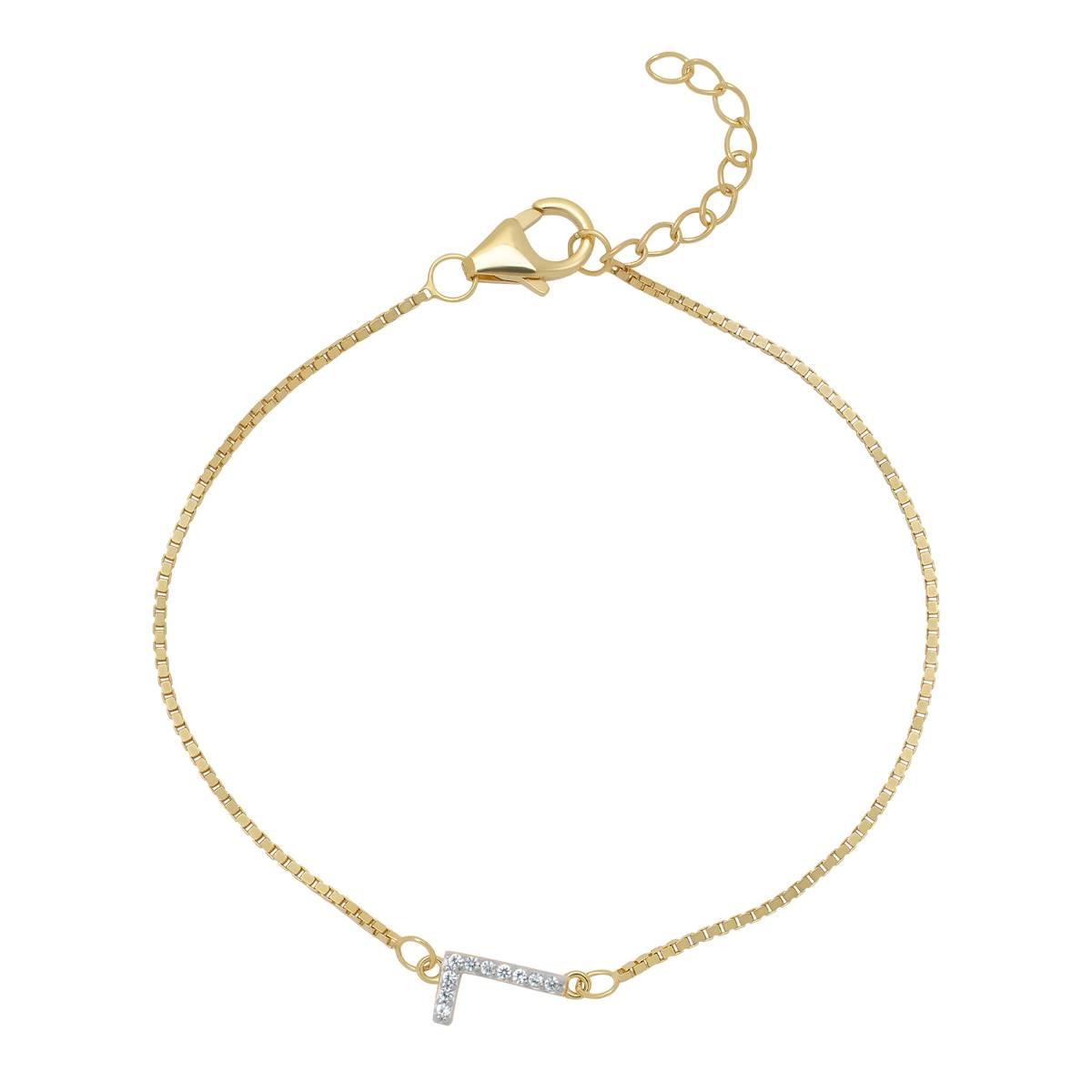 Gianni Argento Lab White Sapphire Initial L Bracelet