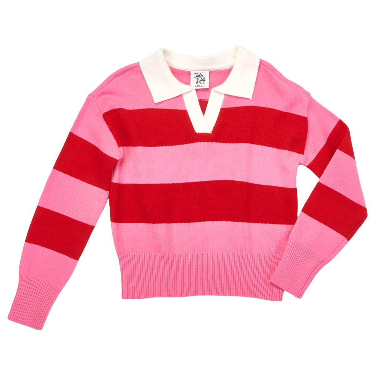 Girls (7-16) Jolie & Joy Long Sleeve Collared Stripe Sweater