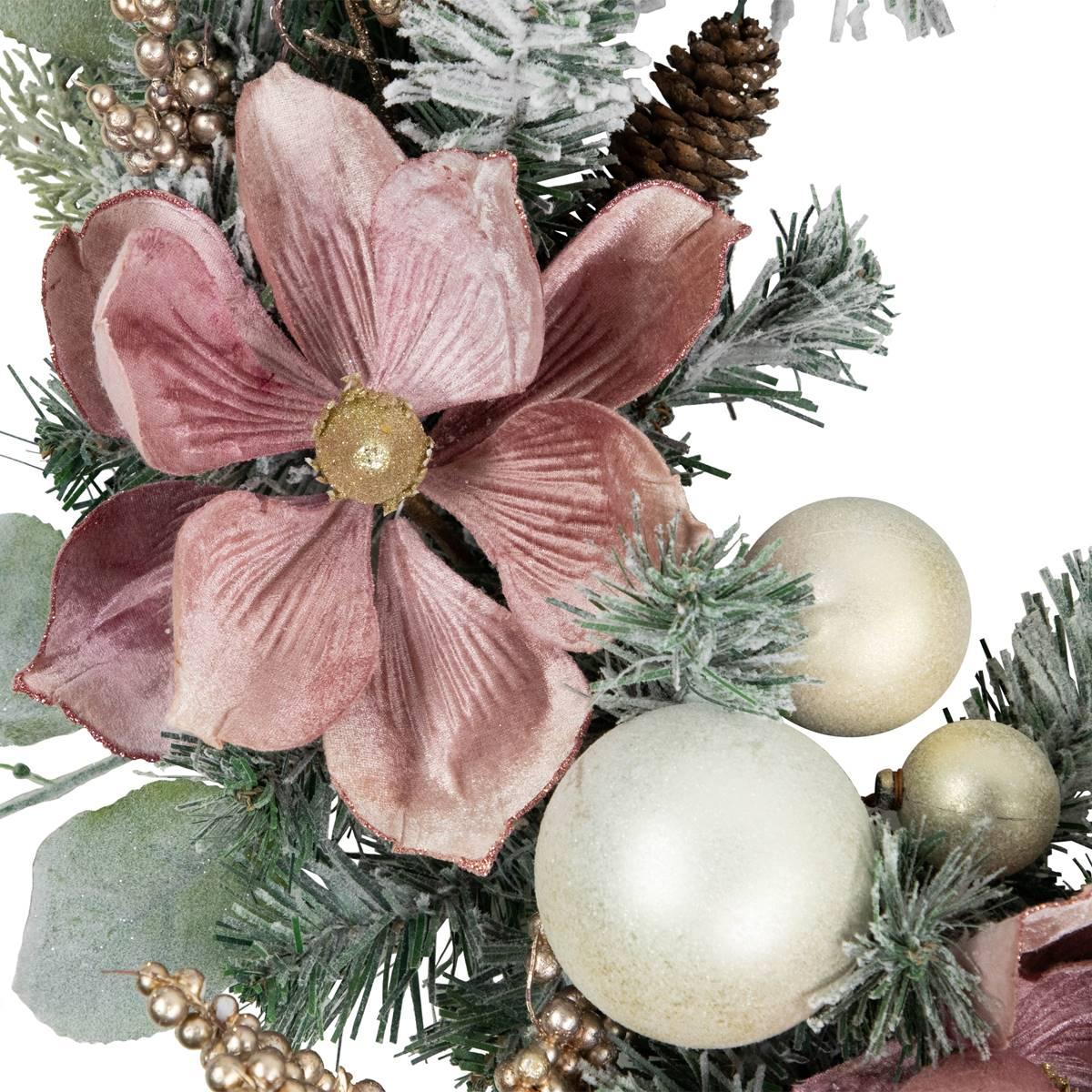 Northlight Seasonal 24in. Floral Frosted Pine Christmas Wreath