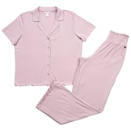 Womens Danskin Short Sleeve Wide Rib Notch Collar Pajama Set