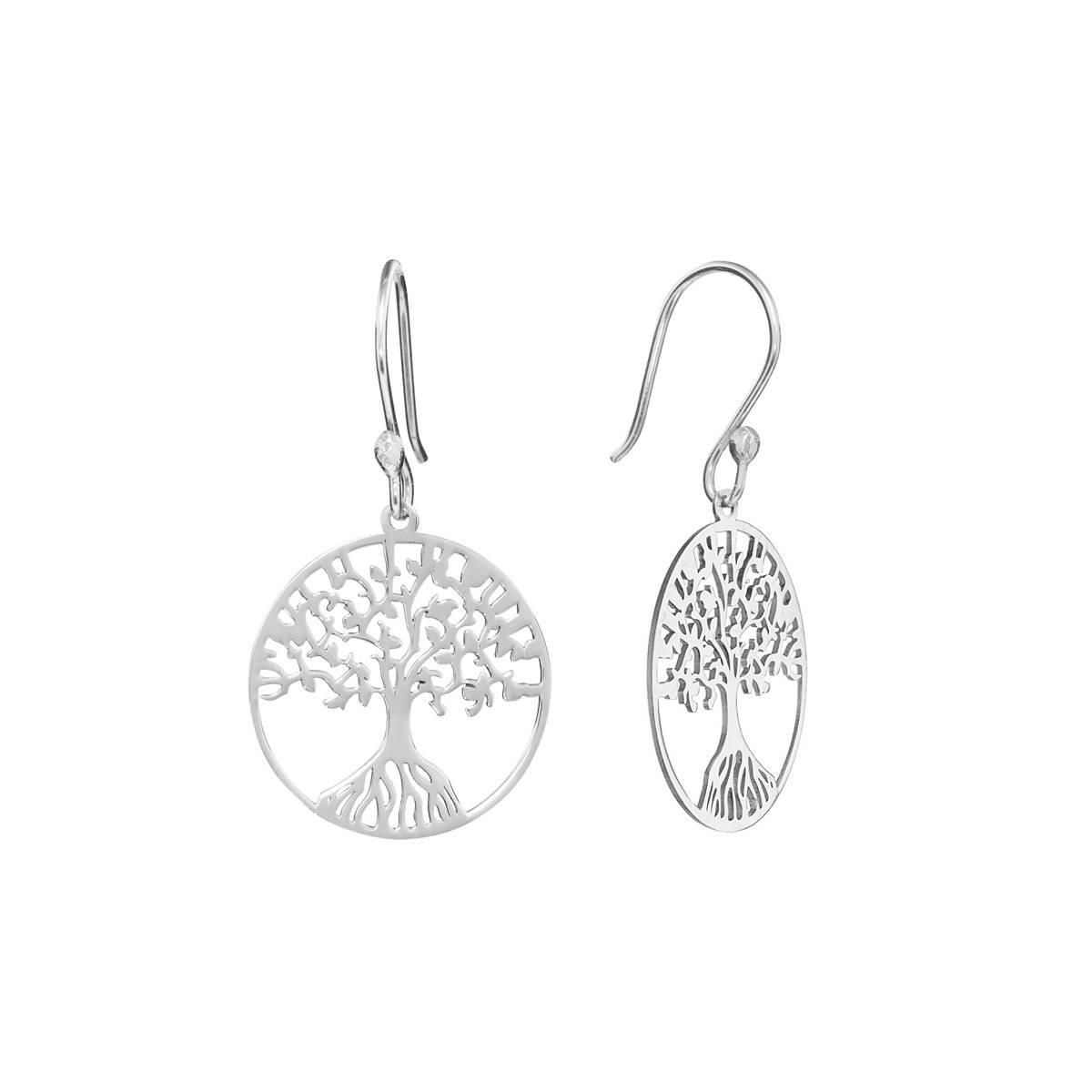 Athra Sterling Silver Tree of Life Drop Earrings