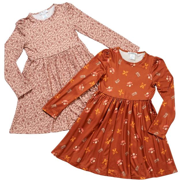 Girls (7-12) Emma & Elsa 2pk. Cowgirl Pumpkin & Floral Dresses