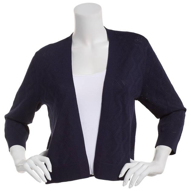 Womens 89th & Madison Diamond Pointelle Sleeve Detail Shrug