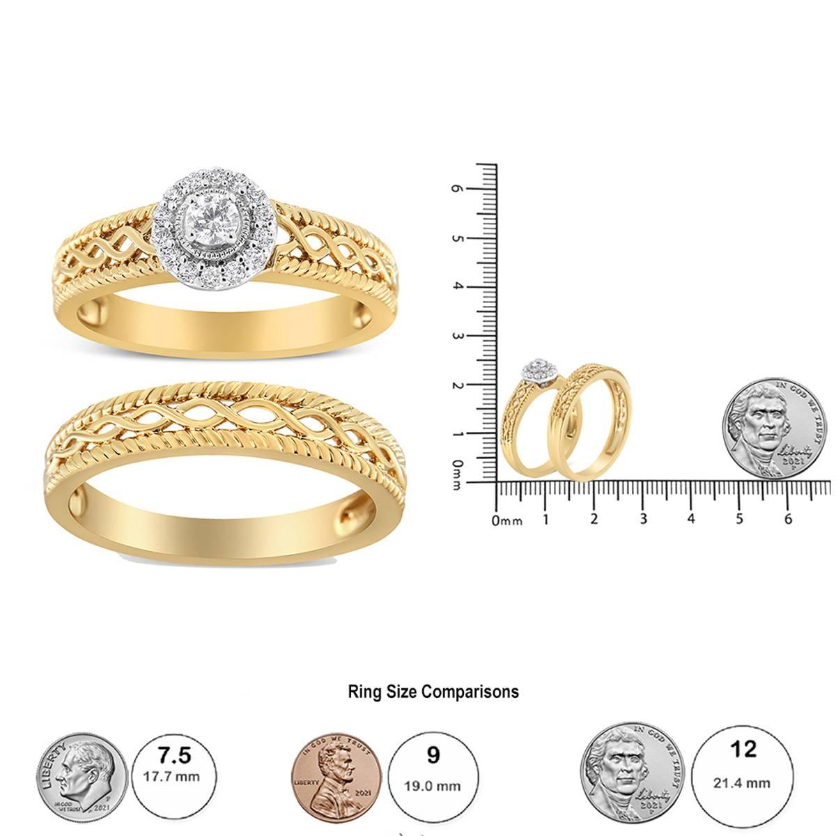 Haus of Brilliance 14kt. Gold 1/5ctw. Round Diamond Bridal Set