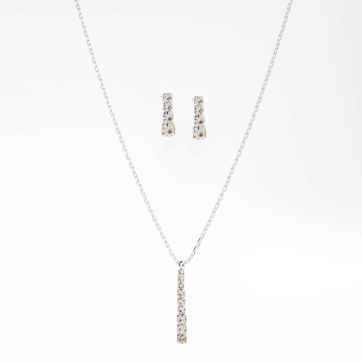 Rosa Rhinestones Linear Crystal Pendant and Earring Set