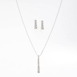 Rosa Rhinestones Linear Crystal Pendant and Earring Set