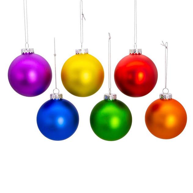 Kurt S. Adler 80mm Glass Matte Pride 6pc. Ball Ornament Set