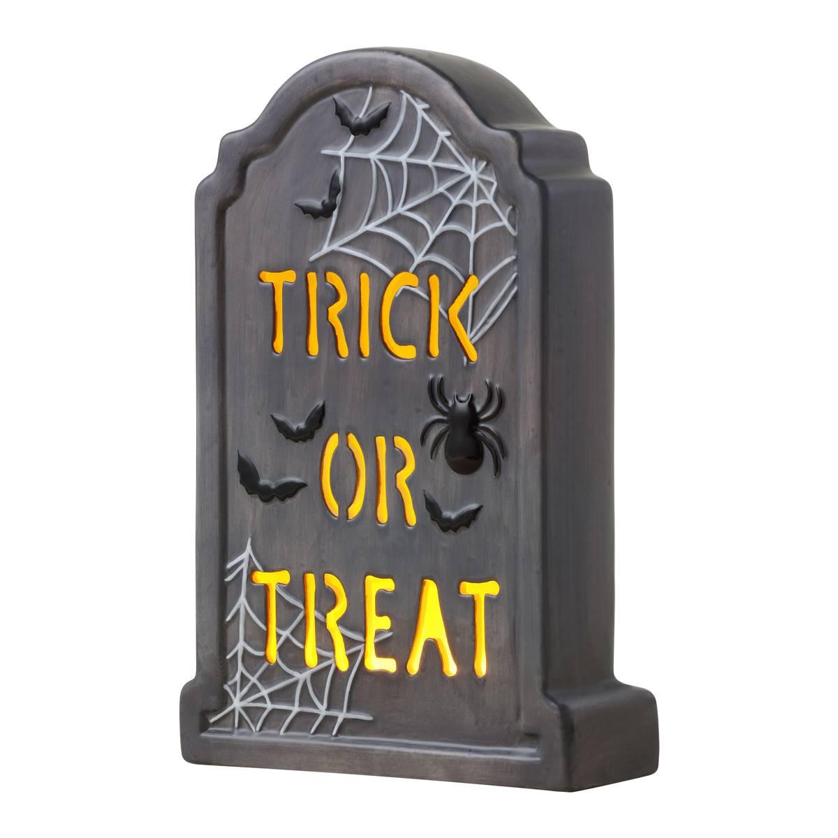 Mr. Halloween Ceramic LED Tombstone - Trick or Treat