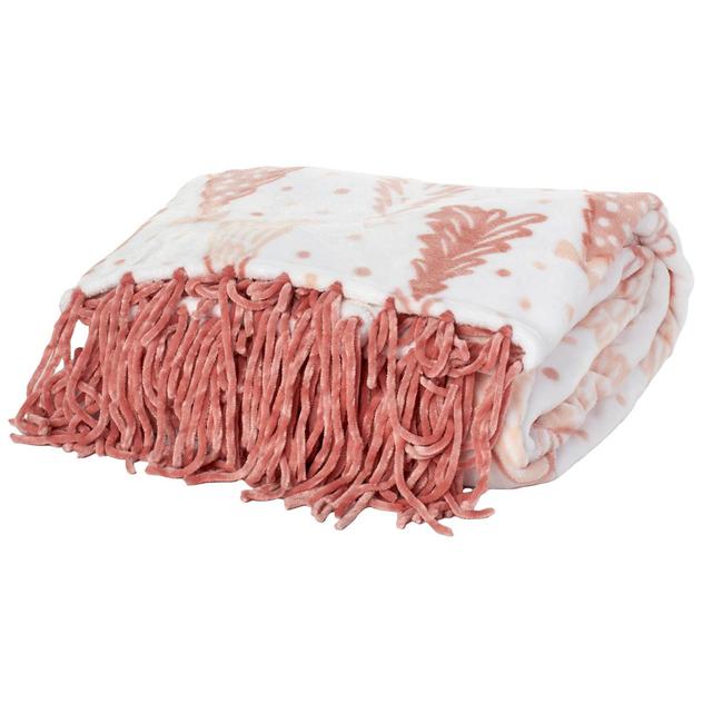 Mountain Ridge Painted Trees Fringe Popcorn Throw