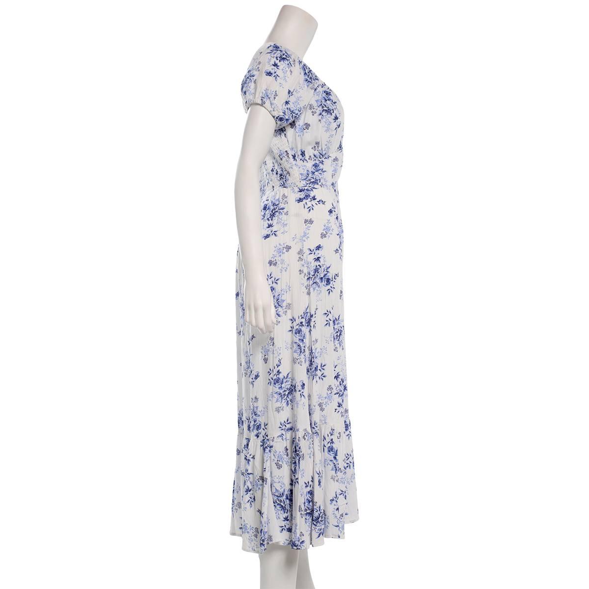 Juniors Angie Floral Puff Sleeve Gauze Peasant Maxi Dress