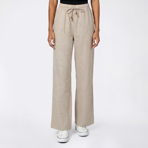 Juniors Love Tree Linen Bead Tie Waist Beach Pants