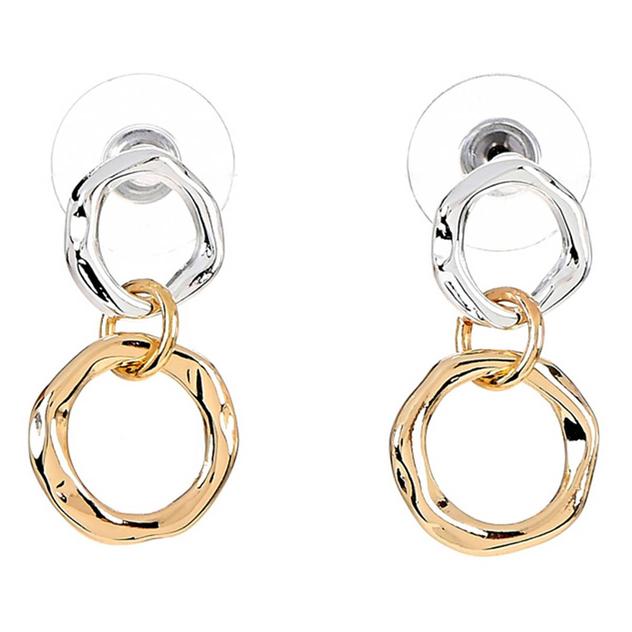 Design Collection Two-Tone Circle Link Drop Earrings