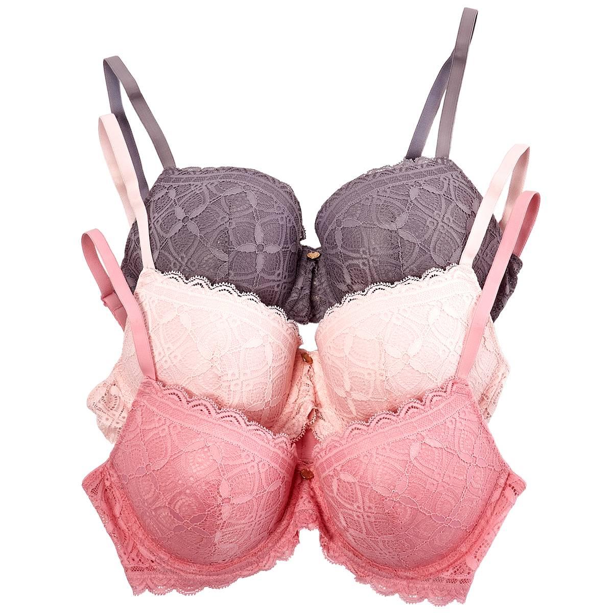 Womens Laura Ashley(R) 3pk. All Over Floral Push Up Bra LS6204-3PKE