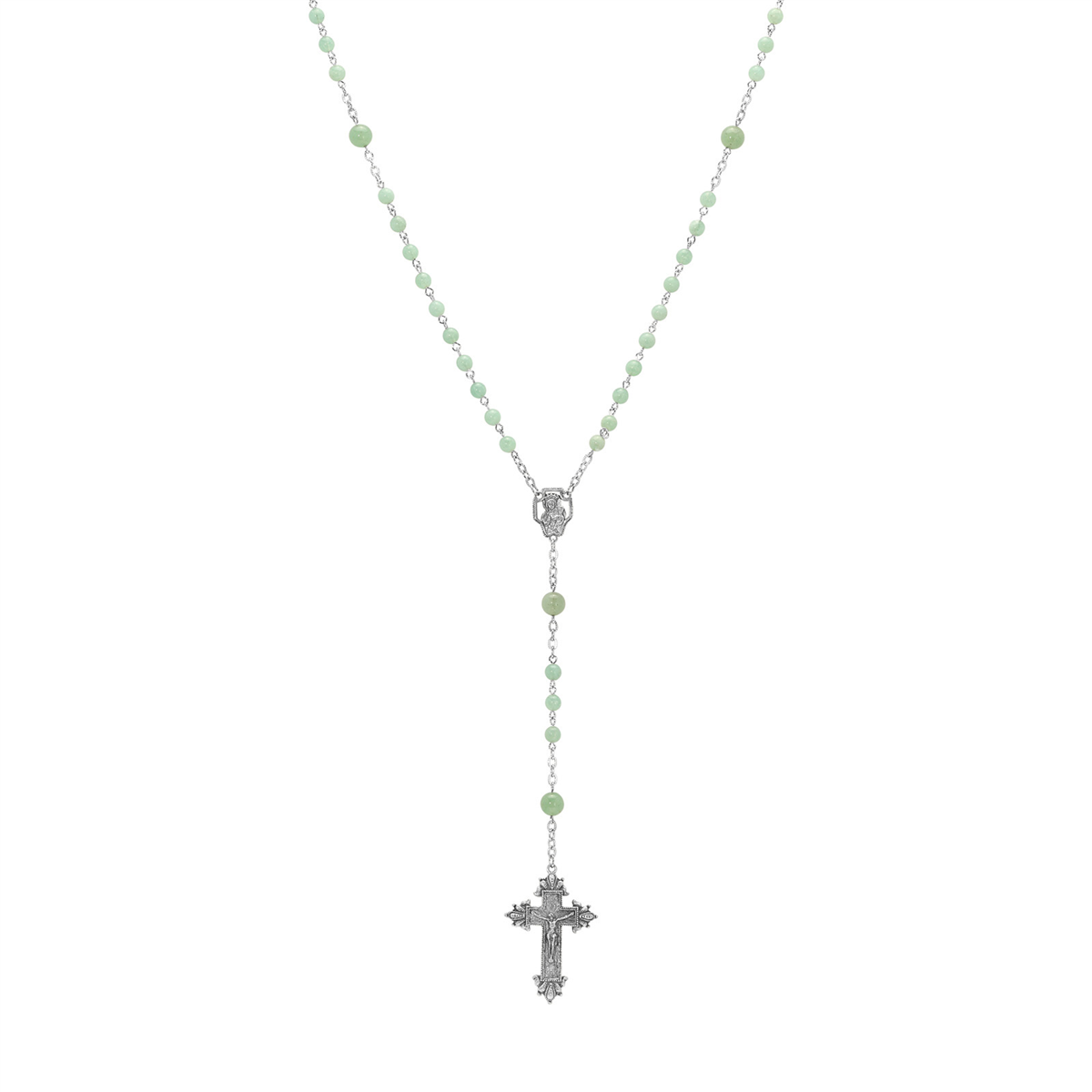 Symbols of Faith Silver-tone Beaded Crucifix Rosary