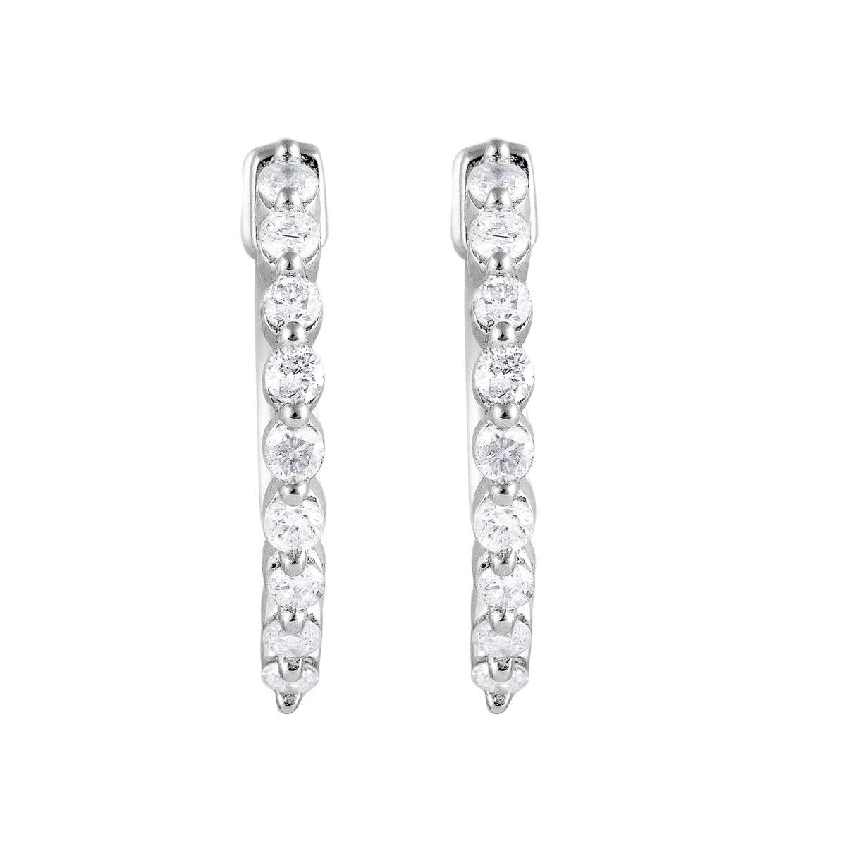 Nova Star® Sterling Silver Lab Grown Diamond Hoop Earrings