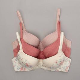 Womens Laura Ashley(R) 3pk. Lace Cup & Logo Bras - LS6336-3PKT