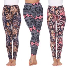 Womens White Mark 3 Pack Diamond And Paisley Leggings