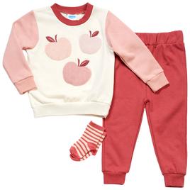 Baby Girl (12-24M) bon bebe(R) Apple Applique Sweatshirt Set