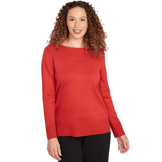 Womens Emaline Special Items Long Sleeve Boat Neck Sweater
