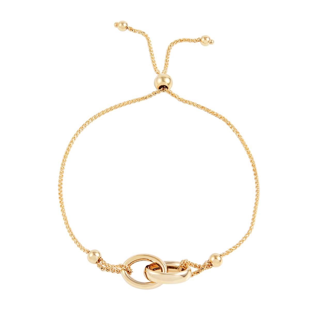 Gold Classics™ Double Oval on Wheat Chain Bolo Bracelet