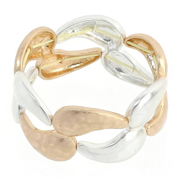 Bella Uno Worn Two-Tone Teardrop Link Stretch Bracelet
