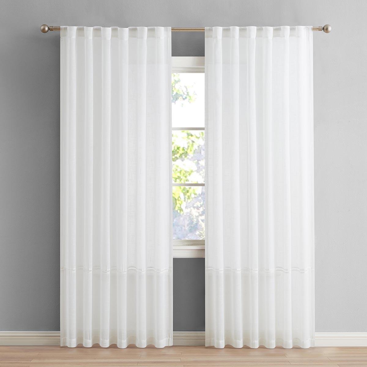 Aria Sheer Rod Pocket Panel Curtain with Trim