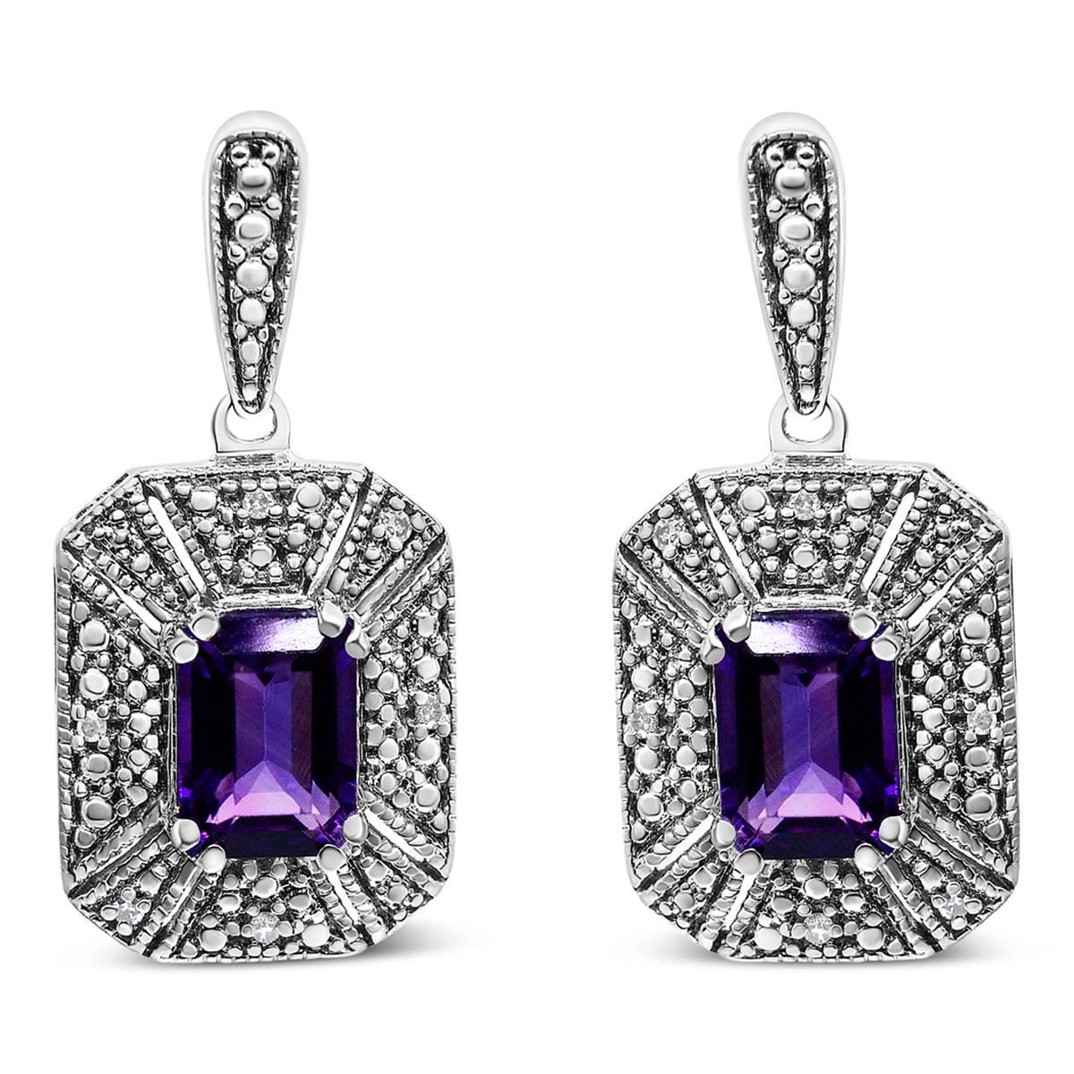 Haus of Brilliance Purple Amethyst & Diamond Accent Stud Earrings