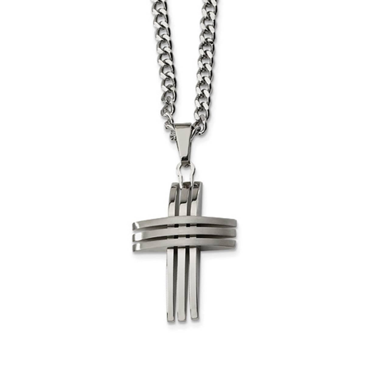 Mens Gentlemen's Classics(tm) Silver Stainless Steel Cross Necklace